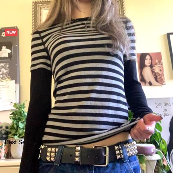 Y2K Fairy Grunge Graphic Baggy Tee Vintage Gothic Long Sleeve Top - Picture 3 of 5